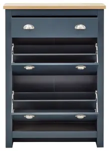 GFW Lancaster 2 Door 1 Drawer Shoe Cabinet Slate Blue