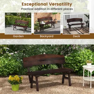 Costway 2-Seat Outdoor Patio Bench 120cm Spruce Wood Garden Loveseat with Inclined Backres