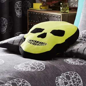 Catherine Lansfield Kids Living Skulls Shaped Cushion Green