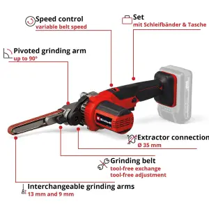 Einhell Cordless Belt File Sander 18V PXC Includes Belts And Einhell Tool Bag Power X-Change TE-BF 18 Li-Solo - Body Only