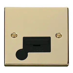 Polished Brass 13A Fused Connection Unit With Flex - Black Trim - SE Home