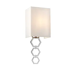 Elstead Ria Small 1 Light Wall Light, Polished Chrome, Ivory Faux Silk Shade