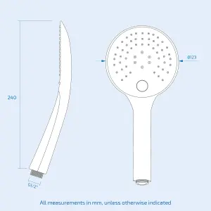 CALLA SLIM WALL SHOWER HEAD & HANDSET 2 WAY 3 DIAL CONCEALED THERMOSTATIC MIXER