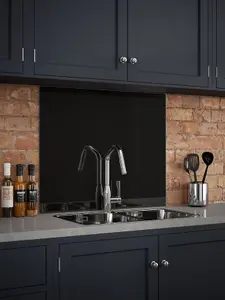 Black Gloss 6mm Glass Self-Adhesive Kitchen Splashback 900mm x 750mm Easy To Apply