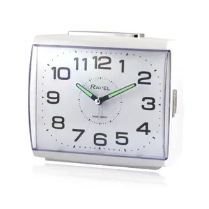 Analogue Quartz Movement / Crystal Alarm Tabletop Clock White