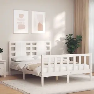 Berkfield Bed Frame with Headboard White 120x200 cm Solid Wood