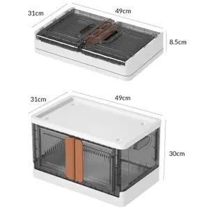 32L Foldable Plastic Storage Container with Door Plastic Spacious Storage Box With Lids Stackable And Foldable Collapsible