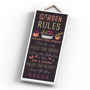 Garden Rules Signs and Plaques Black