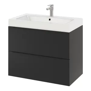 GoodHome Duala Matt White Rectangular Wall-mounted Basin (W)80cm