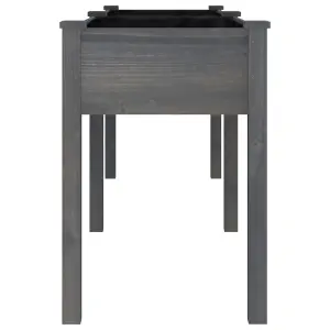 Berkfield Planter with Liner Grey 203x53x76 cm Solid Wood Fir