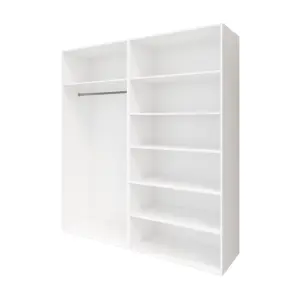 GoodHome Atomia Matt white Particle board Mirrored Wardrobe (H)2250mm (W)2000mm (D)655mm