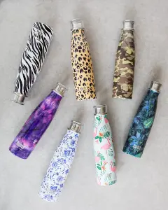 BUILT Stainless Steel Water Bottle Double Wall 500ml Sport Leopard Travel Flask