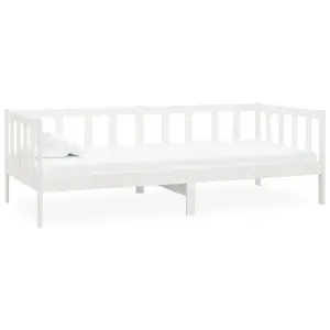 vidaXL Day Bed White Solid Pinewood 90x200 cm