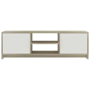 Berkfield TV Cabinet White and Sonoma Oak 120x30x37.5 cm Engineered Wood