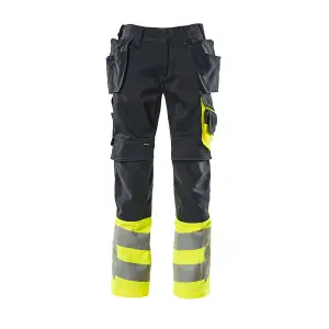 Mascot Safe Supreme Trousers with Holster Pockets (Dark Navy/Hi-Vis Yellow)  (50.5) (Leg Length - Regular)