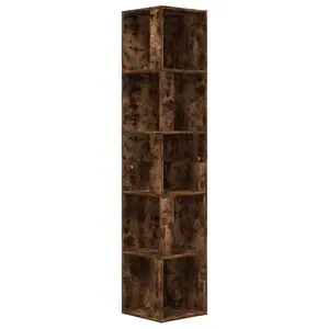 Berkfield Corner Cabinet Smoked Oak 33x33x164.5 cm Engineered Wood