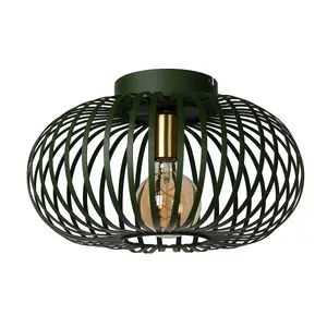 Lucide Manuela Vintage Flush Ceiling Light 39.5cm- 1xE27 - Green