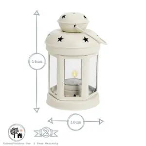 Nicola Spring - Metal Hanging Tealight Lantern - 16cm - Cream