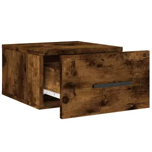 Berkfield Wall-mounted Bedside Cabinet Smoked Oak 35x35x20 cm