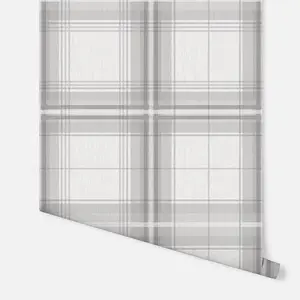 Arthouse Woven Check Grey/White Wallpaper