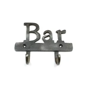 Oakcrafts - Antique Cast Iron Bar Sign with Twin Hooks