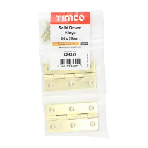 TIMCO Solid Drawn Brass Hinges Polished Brass - 64 x 35