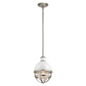 Luminosa Kichler Tollis Globe Pendant Ceiling Light Brushed Nickel & White