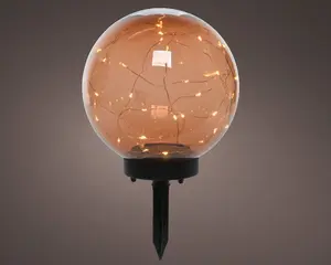 Lumineo Amber Solar Stake Globe Light 30cm