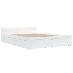 Berkfield Bed Frame with Drawers White 150x200 cm 5FT King Size