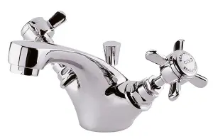 Traditional Crosshead Mono Basin Tap & Pop Up Waste - Chrome