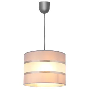 Luminosa Helen Cylindrical Pendant Ceiling Light Grey, Silver 20cm