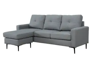 Elm Corner Sofa with Matching Footstool, 3 Seater Sofa in Air Leather Grey