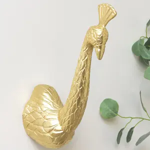 Melody Maison Gold Metal Peacock Wall head - 39cm