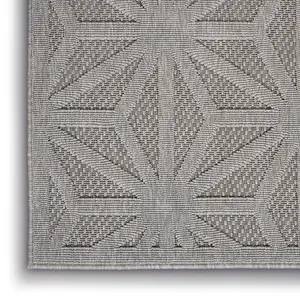 Light Grey Outdoor Rug, Abstract Optical/ (3D) Stain-Resistant Rug For Patio Decks, Modern Outdoor Area Rug-66 X 229cm (Runner)