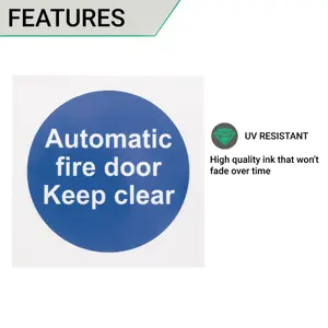 EAI - Automatic Fire Door Keep Clear 100x100mm Self Adh Vinyl Pair