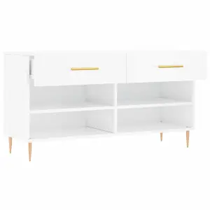 Berkfield Shoe Bench High Gloss White 102x35x55 cm Engineered Wood