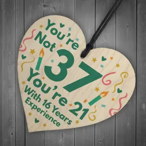 Red Ocean Funny Birthday Gifts For Women Novelty 37th Birthday Gift For Men Wooden Heart Sign Funny Birthday Card