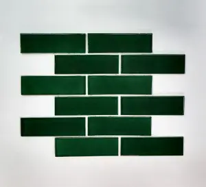 Top Ceramics Green Metro Brick Mosaic Tile High Gloss (L)282 x (W)292mm