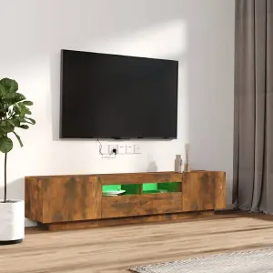 Berkfield 2 Piece TV Cabinet Set with LED Lights Smoked Oak Engineered Wood