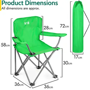 Kids Camping Chair Lightweight Folding Outdoor Childrens Seat With Rucksack Trail - Green