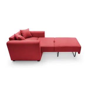 Olly Linen Single Sofa Bed in Red