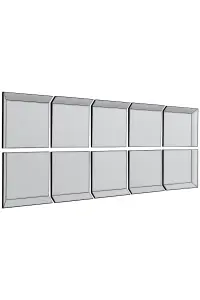 MirrorOutlet - All Glass Modern 10 Panel Tray design Wall Mirror 318 x 106cm (10ft5 x 3ft6)