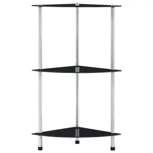 Berkfield 3-Tier Shelf Black 30x30x67 cm Tempered Glass