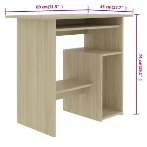 Berkfield Desk Sonoma Oak 80x45x74 cm Engineered Wood