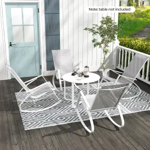 Costway 2 Pieces Patio Rocking Chairs Outdoor Sling Fabric Rockers w/ Backrest