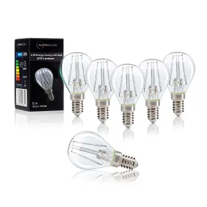 Auraglow 4w G45 Golf Ball Filament LED Vintage Light Bulb - E14 - WARM WHITE - Pack of 6