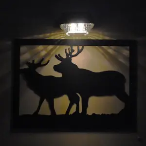 Stag Garden Wall Art Plaque and Solar Lighting