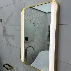 Brushed Brass Bluetooth 700mm x 500mm Frame Mirror with Colour Change (13629)