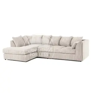 Luxor Cream Jumbo Cord Large 5 Seater Corner Sofa Long Left Hand Facing