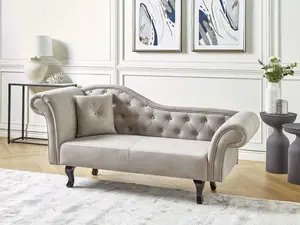 Left Hand Velvet Chaise Lounge Taupe LATTES II